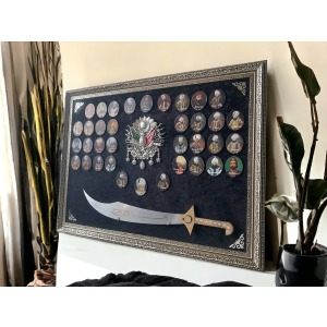 Osmanlı Padişahları Kılıçlı Tablo 60 x 80 cm