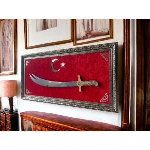 Türk Bayraklı Kılıçlı Tablo 40 x 80 cm