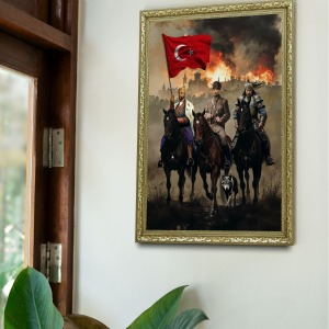 Atatürk 3'lü Önder 60x80 Cm Tablo